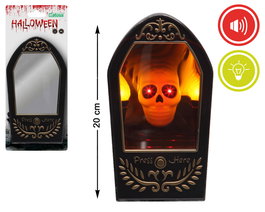 Mirador Miroir Halloween interactif avec crâne lumineux et effets sonores effrayants - 20 x 10 cm