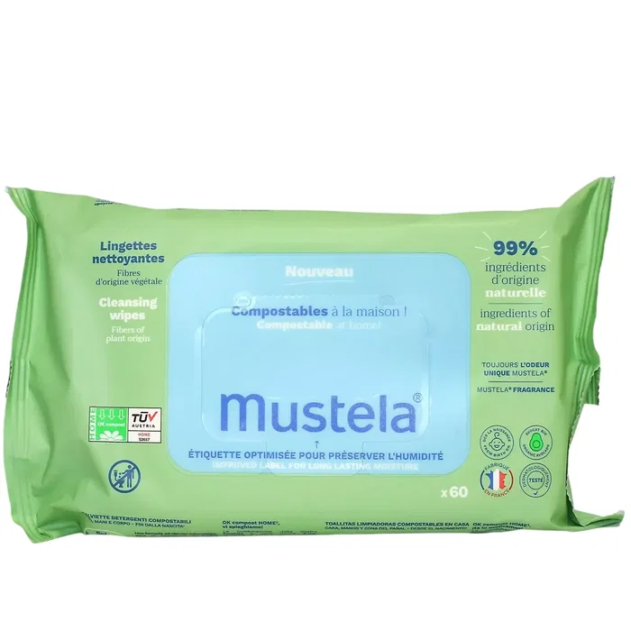 Mustela Lingettes nettoyantes BIO compostables 60 u Mustela Lingettes nettoyantes BIO compostables 60 u