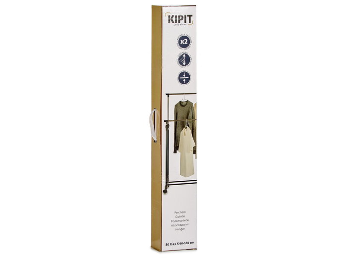 KIPIT Portant double en métal avec roues Negro-Plata