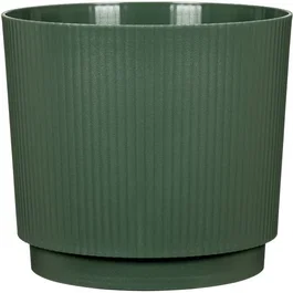 GARDEN ID Cache-pot rond Lino 7L Vert foncé - Ø25 cm, H 22 cm