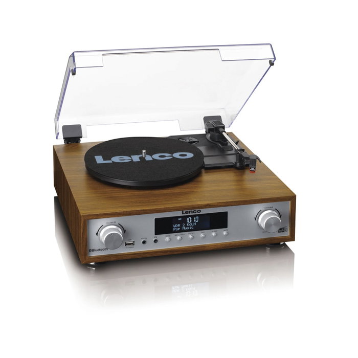 Lenco MC-160WD Système Hi-Fi avec platine vinyle et enceintes en bois