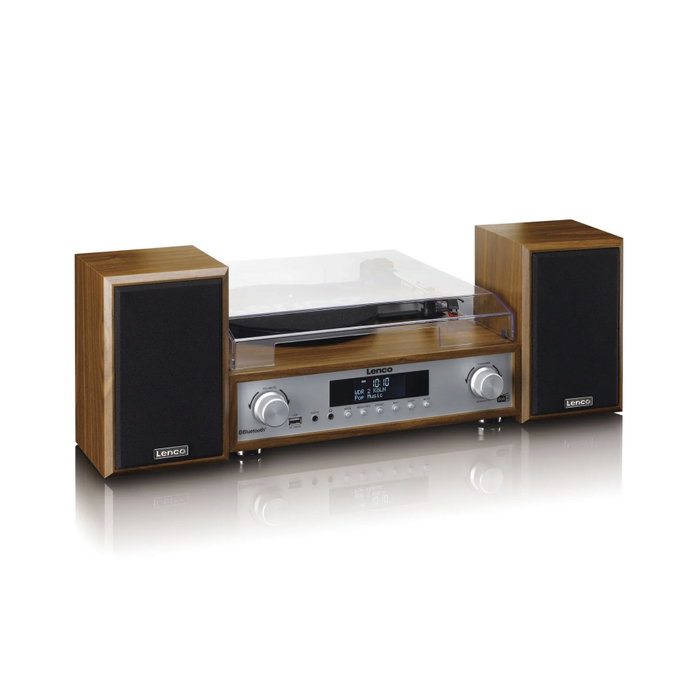 Lenco MC-160WD Système Hi-Fi avec platine vinyle et enceintes en bois