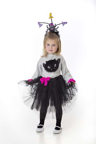 Creaciones Llopis Déguisement enfant Vampirette avec petites dents Taille 0 2-3 ans Gris - Tutu, pull et diadème