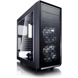 Fractal Design Focus G FD-CA-FOCUS-BK-W - Boîtier PC ATX Moyen Tour Noir avec Panneau Latéral en Verre Trempé, 2 Ventilateurs LED Blancs