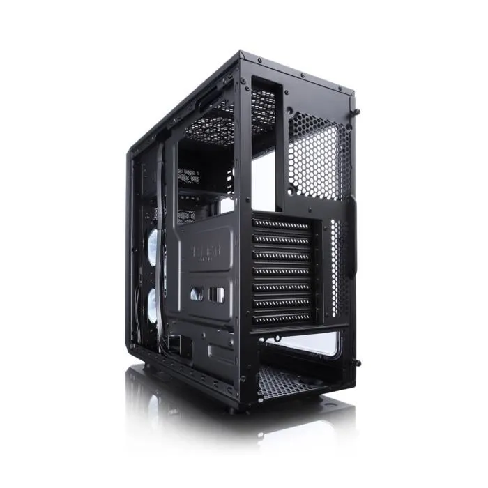 Fractal Design Focus G FD-CA-FOCUS-BK-W - Boîtier PC ATX Moyen Tour Noir avec Panneau Latéral en Verre Trempé, 2 Ventilateurs LED Blancs