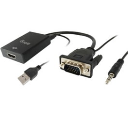 Equip Adaptateur VGA Mâle vers HDMI avec Audio 3.5 mm et USB, 0,2 m, Noir, 1920x1080
