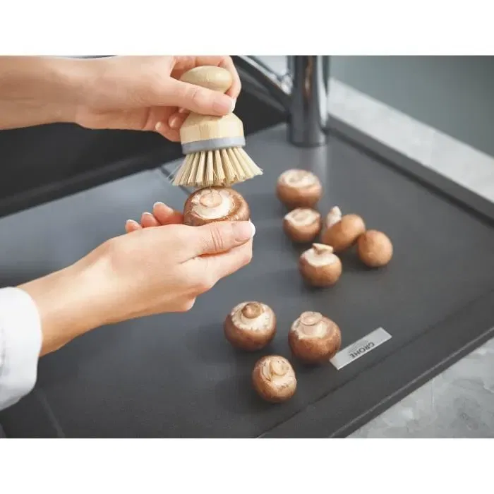 Grohe Evier de cuisine en quartz composite K400 780 x 500 mm avec égouttoir réversible - Noir Granite - Modèle 31639AP0