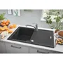 Grohe Evier de cuisine en quartz composite K400 780 x 500 mm avec égouttoir réversible - Noir Granite - Modèle 31639AP0