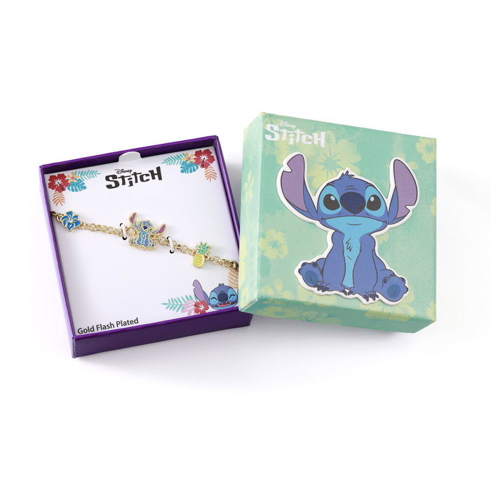 PEERS HARDY - Bracelet Stitch Disney - Bracelet détaillé avec charm Stitch, motifs ananas et fleurs bleues