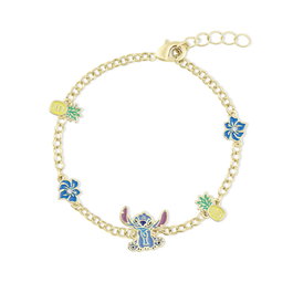 PEERS HARDY - Bracelet Stitch Disney - Bracelet détaillé avec charm Stitch, motifs ananas et fleurs bleues
