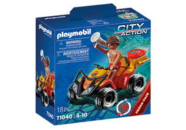 Playmobil City Action Quad de Secours avec Moteur à Rappel, Jouet de Plage, dès 4 Ans
