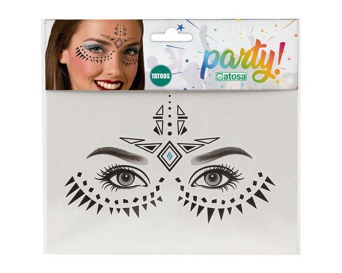 Tatouage Facial Noir avec Design Tribal Ethnique
