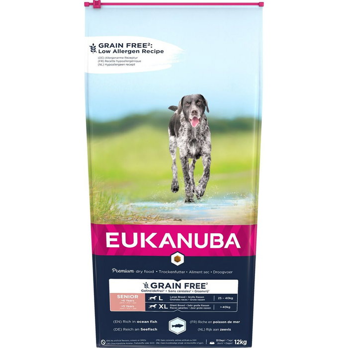 Nourriture Eukanuba Grain Free Senior large/giant breed Senior Poisson 12 kg Nourriture Eukanuba Grain Free Senior large/giant breed Senior Poisson 12 kg