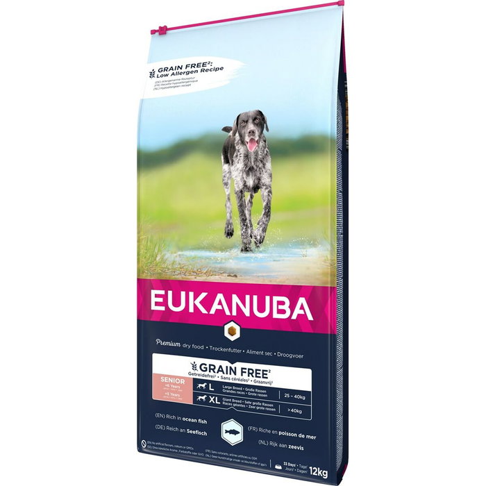 Nourriture Eukanuba Grain Free Senior large/giant breed Senior Poisson 12 kg Nourriture Eukanuba Grain Free Senior large/giant breed Senior Poisson 12 kg