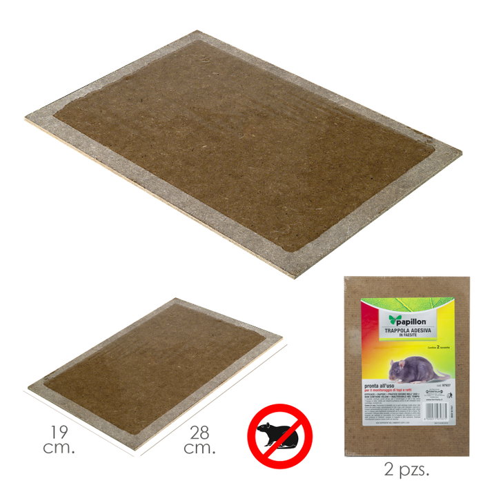 PAPILLON Lot de 2 pièges adhésifs pour rats et souris 19x28 cm PAPILLON Lot de 2 pièges adhésifs pour rats et souris 19x28 cm