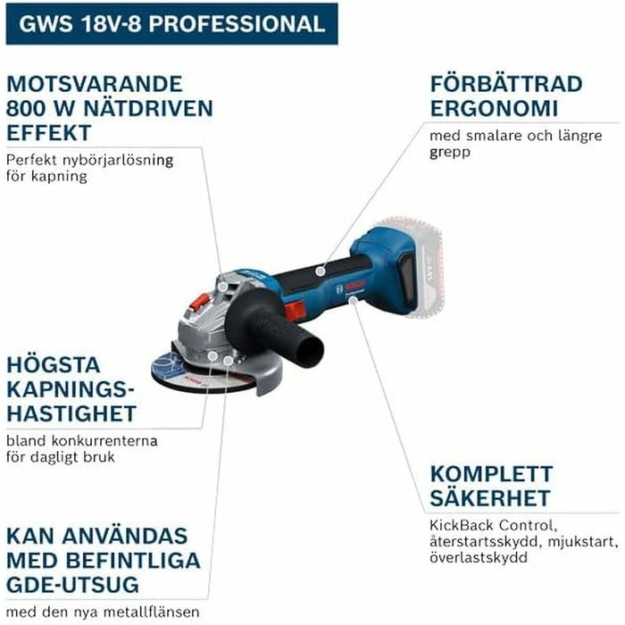 Bosch GWS 18V-8 Meuleuse d'angle sans fil 125 mm Bosch GWS 18V-8 Meuleuse d'angle sans fil 125 mm