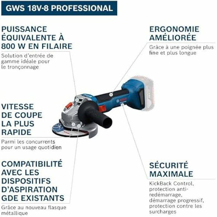 Bosch GWS 18V-8 Meuleuse d'angle sans fil 125 mm Bosch GWS 18V-8 Meuleuse d'angle sans fil 125 mm