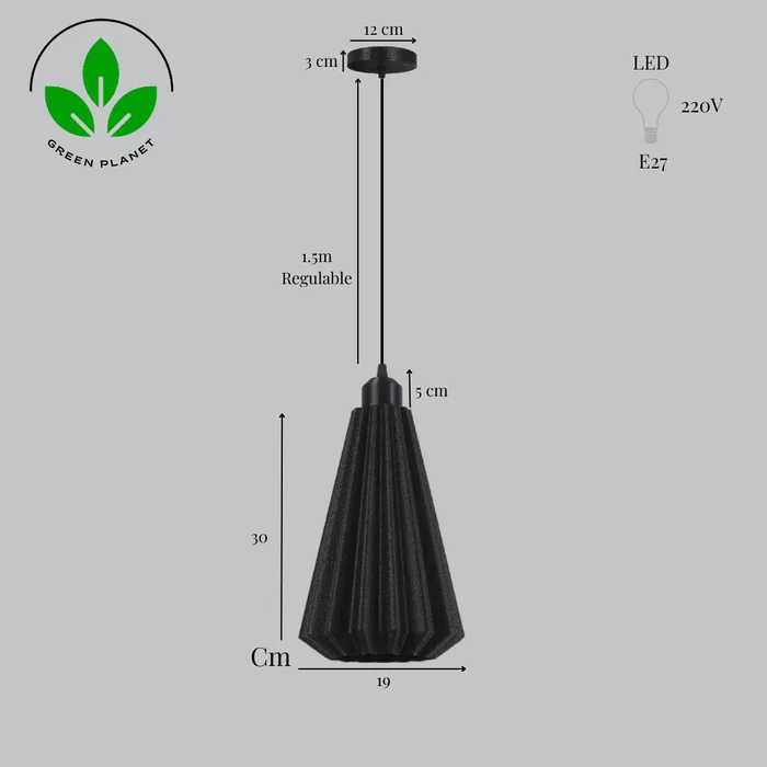 LINDOR Lampe Suspendue "Lindor" Noir/Fleuron Noir/Câble Noir E27 Moderne Design Écologique Compatible LED