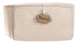 Creaciones Llopis - Corbeille petite Vichy marron 18 x 15 x 10,5 cm - Polyester