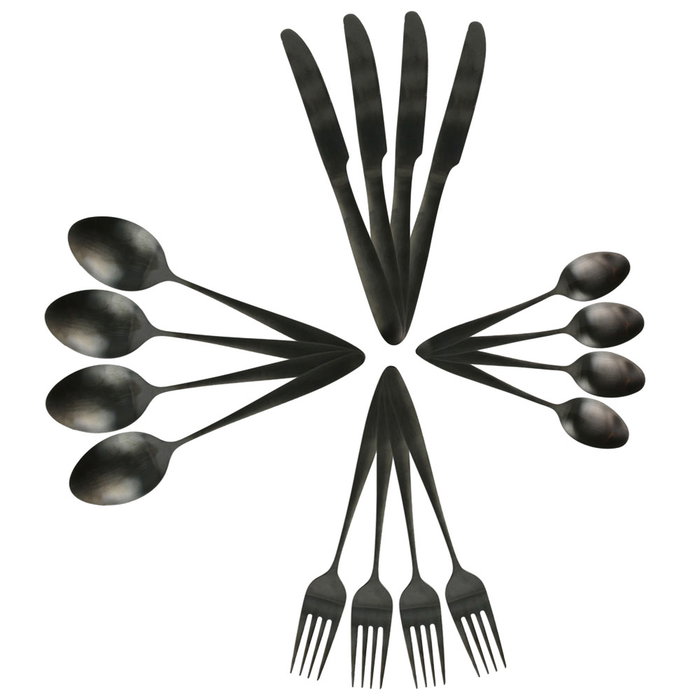 Home Deco Factory Set de couverts 16 pièces noir en acier inoxydable