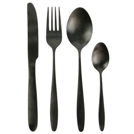 Home Deco Factory Set de couverts 16 pièces noir en acier inoxydable