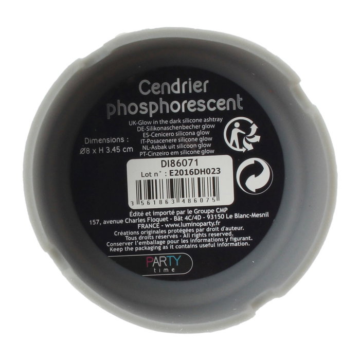 Party Time Cendrier en Silicone Phosphorescent Assorti