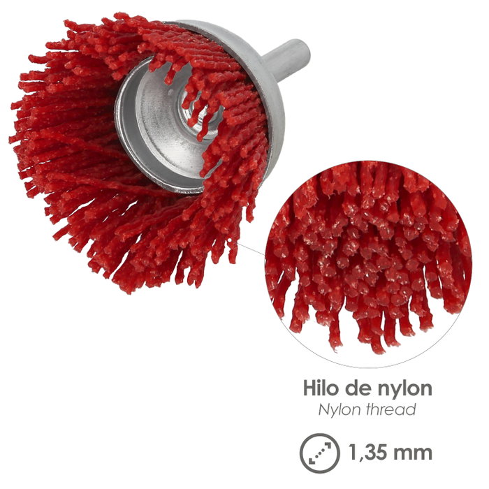 WOLFPACK LINEA PROFESIONAL Brosse en nylon coupelle Ø 75 mm tige 1/4 de pouce