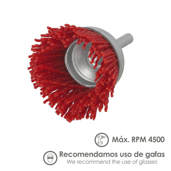 WOLFPACK LINEA PROFESIONAL Brosse en nylon coupelle Ø 75 mm tige 1/4 de pouce
