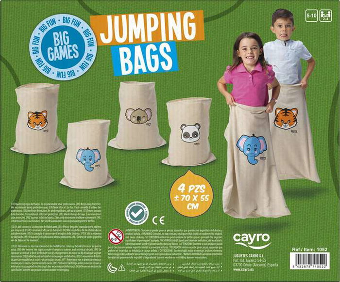Cayro - Jeu de sacs de saut Jumping Bags, sac de boxe gonflable pour enfants - 4 sacs inclus (70x55 cm) - Version multilingue Cayro - Jeu de sacs de saut Jumping Bags, sac de boxe gonflable pour enfants - 4 sacs inclus (70x55 cm) - Version multilingue