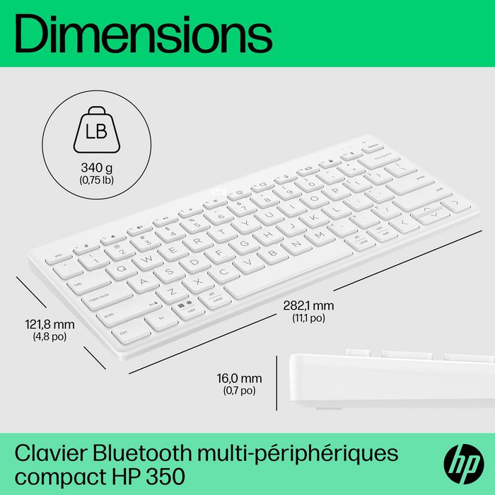 HP 350 WHT Compact Multi-Device Clavier Blanc