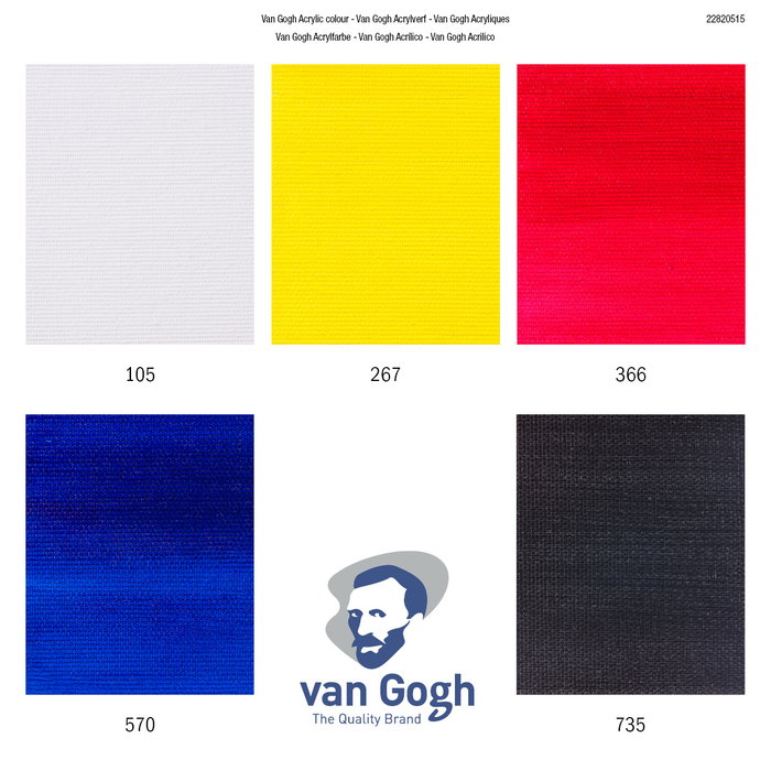Van Gogh Peinture acrylique, étui de mélange de couleurs primaires | 5 x 40 ml Van Gogh Peinture acrylique, étui de mélange de couleurs primaires | 5 x 40 ml