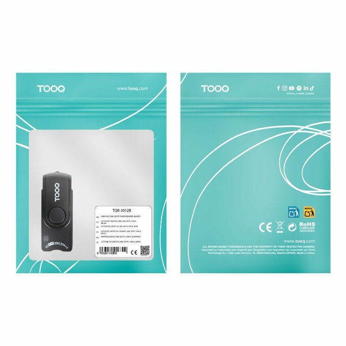 TooQ Lecteur de cartes intelligentes TQR-3012B Noir