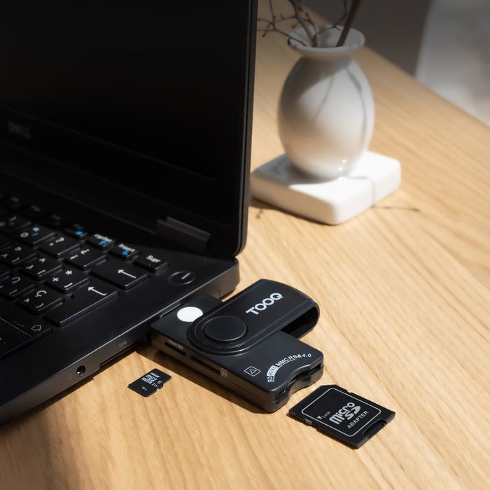 TooQ Lecteur de cartes intelligentes USB-A pour DNI électronique 4.0, ISO7816, SIM/SD/TF, Noir