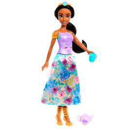 Mattel Disney Princess - Poupée Jasmine Spin & Reveal Hxc23 avec 5 accessoires mystère, décors et stickers, unboxing magique, 3 ans et plus