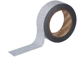 Innspiro Cinta masking tape purpurina plateado 15mm x 6,5m Serie Glitter
