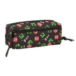 Trousse Fourre-Tout Triple Minecraft Noir 22 x 8,5 x 6 cm