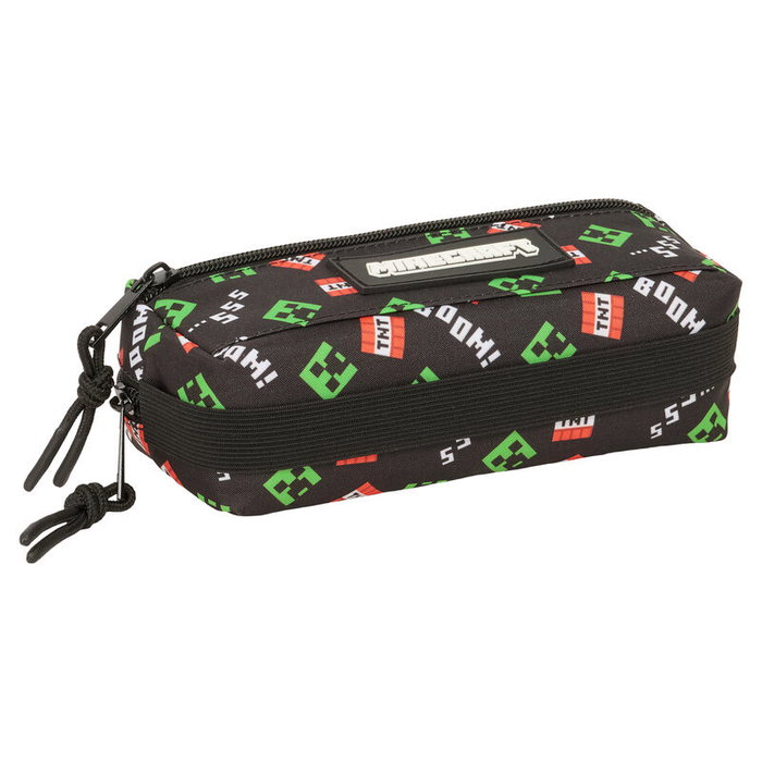 Safta Trousse Fourre-Tout Triple Minecraft Noir 22 x 8,5 x 6 cm