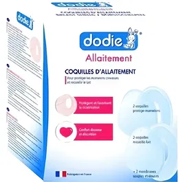 Dodie Coquilles d'Allaitement - Lot de 4 unités - Protection contre les crevasses et frottements avec membrane en silicone