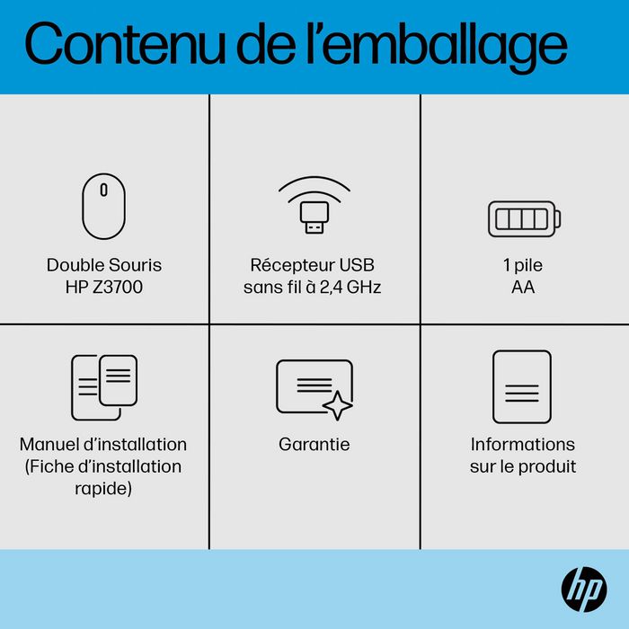 HP Souris sans fil Z3700 - Souris bi-mode Bluetooth et USB, noire avec matériaux recyclés, capteur optique 1600 DPI