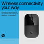 HP Souris sans fil Z3700 - Souris bi-mode Bluetooth et USB, noire avec matériaux recyclés, capteur optique 1600 DPI