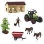 Tachan Set de Ferme Jouet 7 Pièces avec Tractor, Vaches et Figurine T01050 - Tractor à Friction avec Remorque, Lumières et Sons