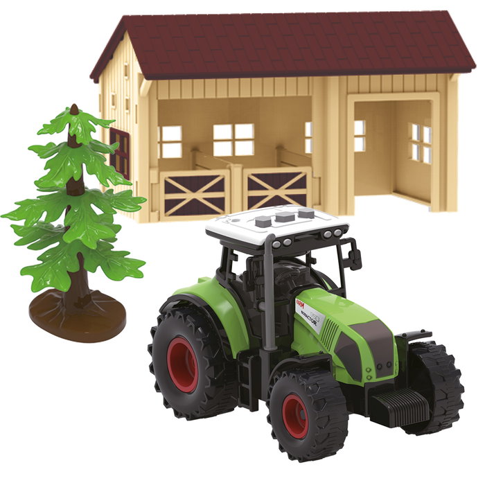 Tachan Set de Ferme Jouet 7 Pièces avec Tractor, Vaches et Figurine T01050 - Tractor à Friction avec Remorque, Lumières et Sons
