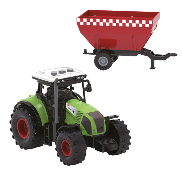 Tachan Set de Ferme Jouet 7 Pièces avec Tractor, Vaches et Figurine T01050 - Tractor à Friction avec Remorque, Lumières et Sons