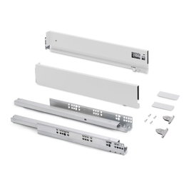 Emuca Kit Tiroir extérieur Vertex, Hauteur 93mm, Profondeur 400mm, Réglage 3D, Blanc