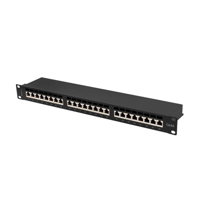 Lanberg PPSA-1024-B Patch Panel 24 Ports Cat6a F/UTP 1U Noir Métal ABS Rack 19"