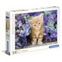 Clementoni Puzzle Chat roux dans les fleurs, 500 pièces