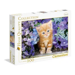 Clementoni Puzzle Chat roux dans les fleurs, 500 pièces