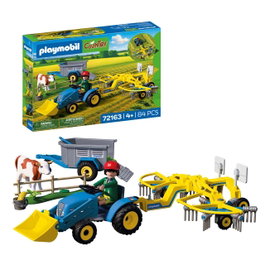 PLAYMOBIL Petit Tracteur avec Rastrille Hilerador de Foin 72163