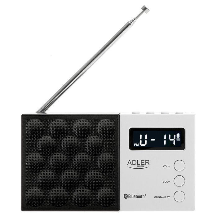 Adler Radio Numérique PLL FM AD 1908 avec Bluetooth 5.0, USB/SD, Réveil, Antenne Télescopique, 12,5 x 3 x 7 cm