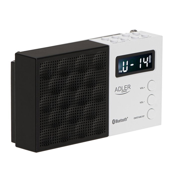 Adler Radio Numérique PLL FM AD 1908 avec Bluetooth 5.0, USB/SD, Réveil, Antenne Télescopique, 12,5 x 3 x 7 cm